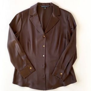 Lafayette 148 Brown Silk Blouse